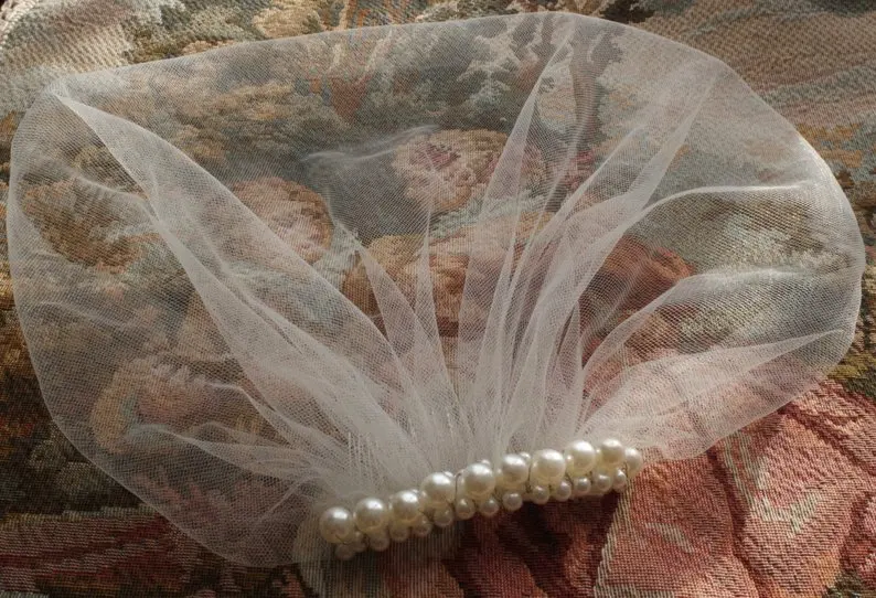 

Ivory Birdcage Veil, Crystal comb cage Veil,Rhinestone Comb, Blusher Veil Bride headwear
