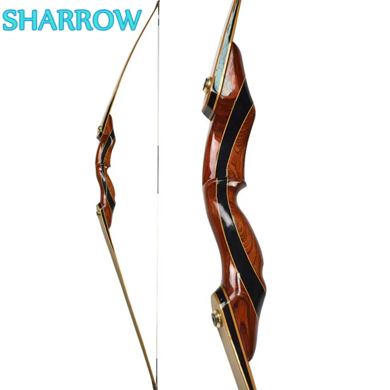

1Pc 62" Takedown Recurve Bow Longbow Right Hand American Hunting Bow Wooden Riser 25-55lbs For Outdoor Archery Shooting Training
