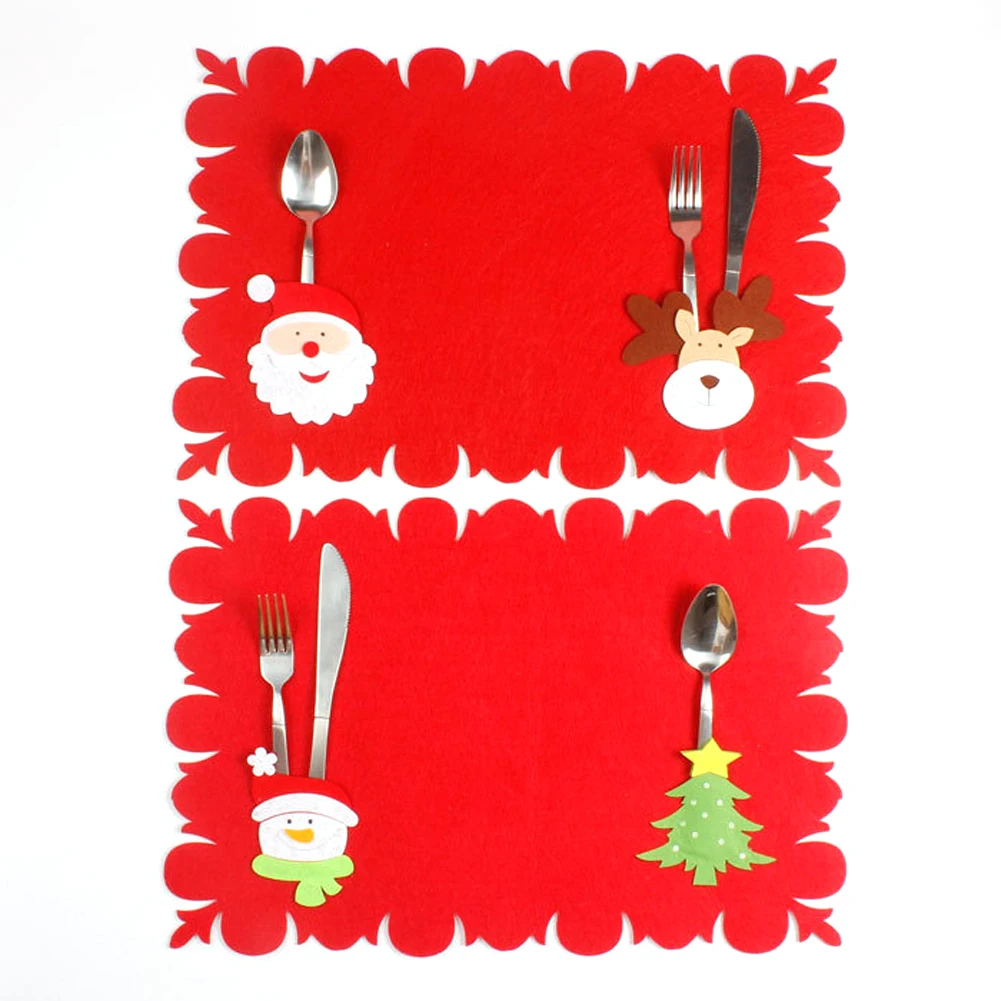 Рождество Новый Год Санта-Клаус искусственная вилка нож коврики для стола
