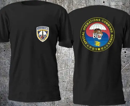 

US ARMY Special Operations Command Korea T shirt Men two sides 100% cotton casual gift tee USA Size