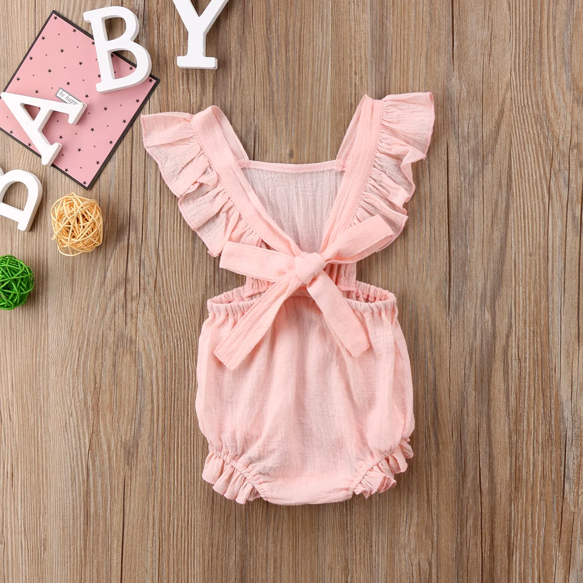 

Sweet Newborn Baby Clothing Girls Bodysuit Sleeveless Jumpsuit Outfits Summer Backless Baby Clothes Sunsuit 0-24M