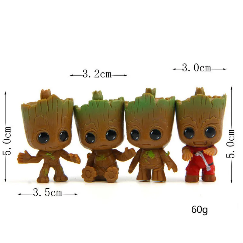 4 шт./компл. ПВХ Мини Дерево человек Baby Groot рождественские фигурки Action Home торт