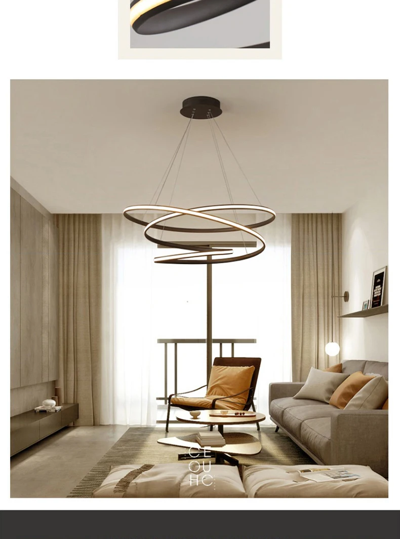 Modern led Chandeliers for Kitchen Dining Room Living Room Suspension luminaire White/Black Aluminum Hanging Chandeliers avize