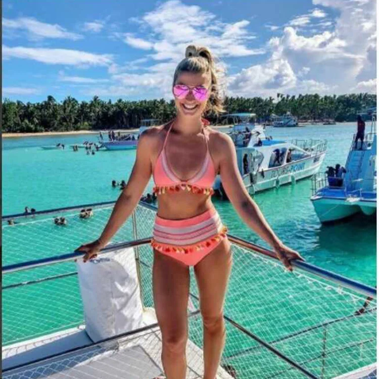 Бикини с высокой талией 2019 сексуальный кружевной раздельный купальник женский