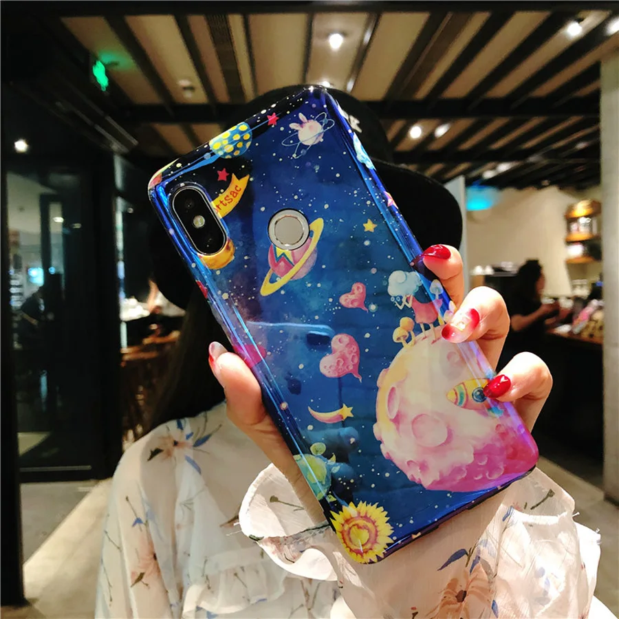 Чехол из ТПУ с изображением космоса для xiaomi redim note 7 mi 9 8 se A2, чехол, Модный мягкий силиконовый чехол для телефона с рисунком blue ray