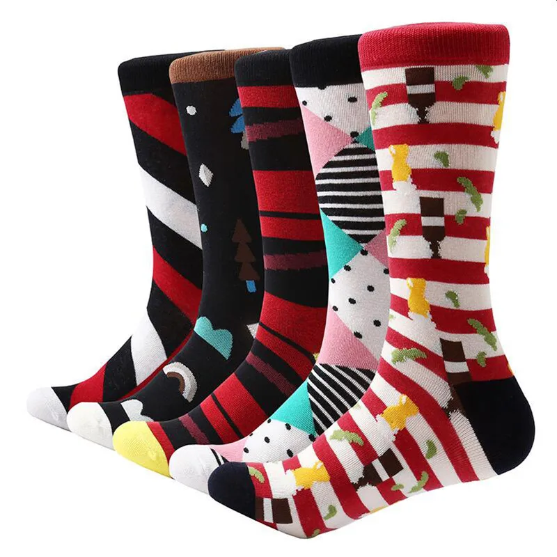 MYORED 5 pair/lot men socks cotton casual dress mens funny socks novelty socks man casual dress gift socks street wear