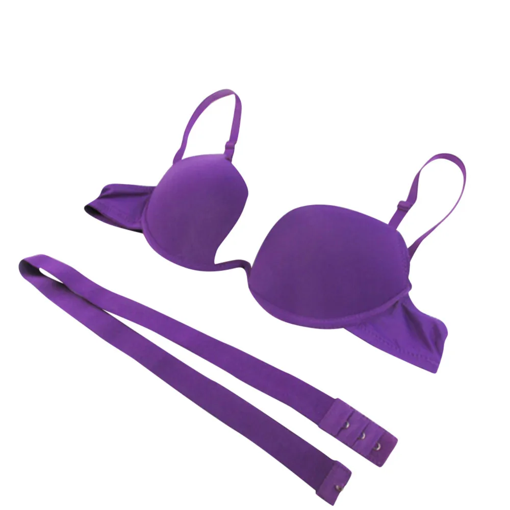 Purple Feitong Sexy Глубокий U Low Cut Push Up для женщин белье U бюстгальтер нижнее белье с вырезом на спине окунуться пикантные бюстгальтеры для нижнее бельё женс - Цвет: Purple