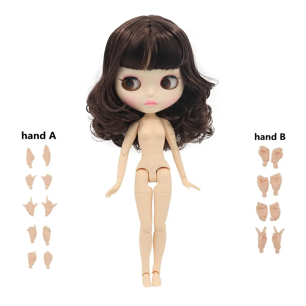 Like a picture Кукла Blyth, обнаженная, 1/6, новое матовое лицо, белая кожа, милые короткие кудрявые волосы, сделай сам, игрушки bjd, подарок, специальное предложение с набором для рук AB - Цвет: Like a picture