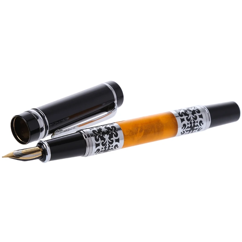 

SILVER FLOWER AMBER CELLULOID ROLLER Fountain PEN FOUNTAIN PEN FOR BEST GIFT