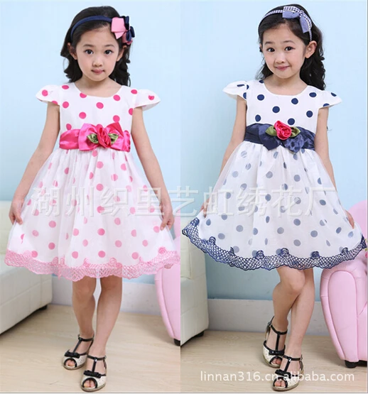 Розничная 1 шт. новый 2015 летняя девочка платье девушки принцесса хлопок шифон с