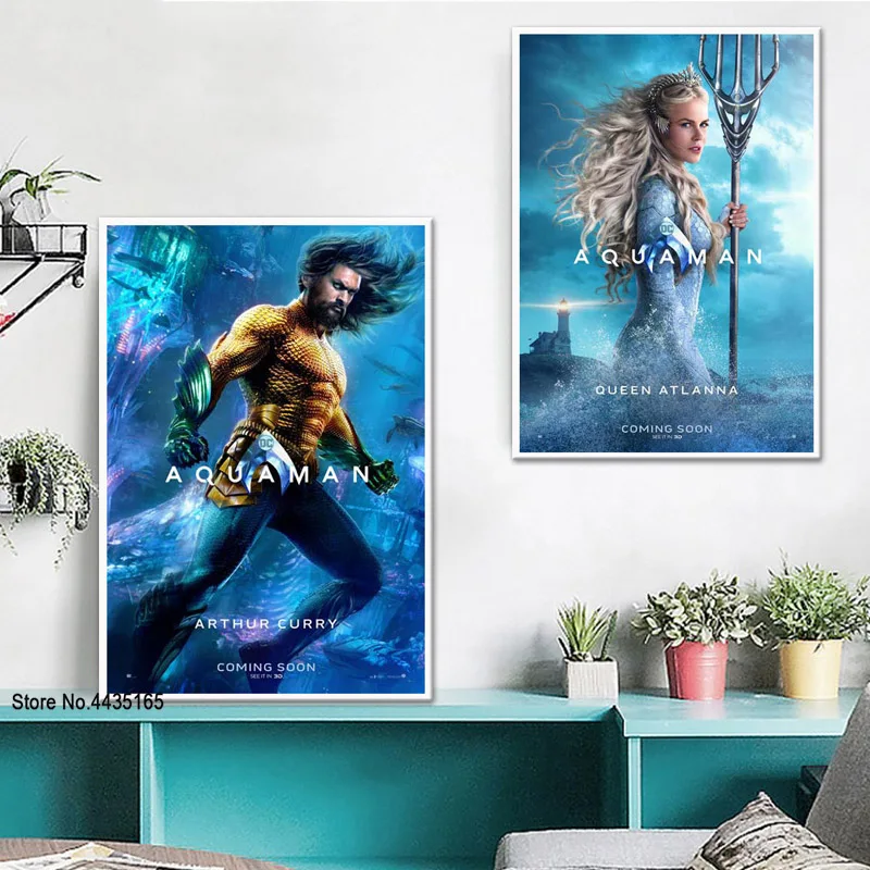 Аквамен постер DC Movie супергерой Джейсон Момоа постеры и принты Холст Картина