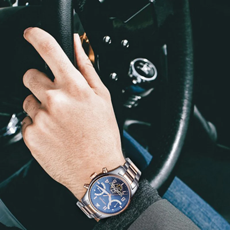 AAA карнавал Tourbillon механические часы Для мужчин Швейцарии Скелет пилота наручные