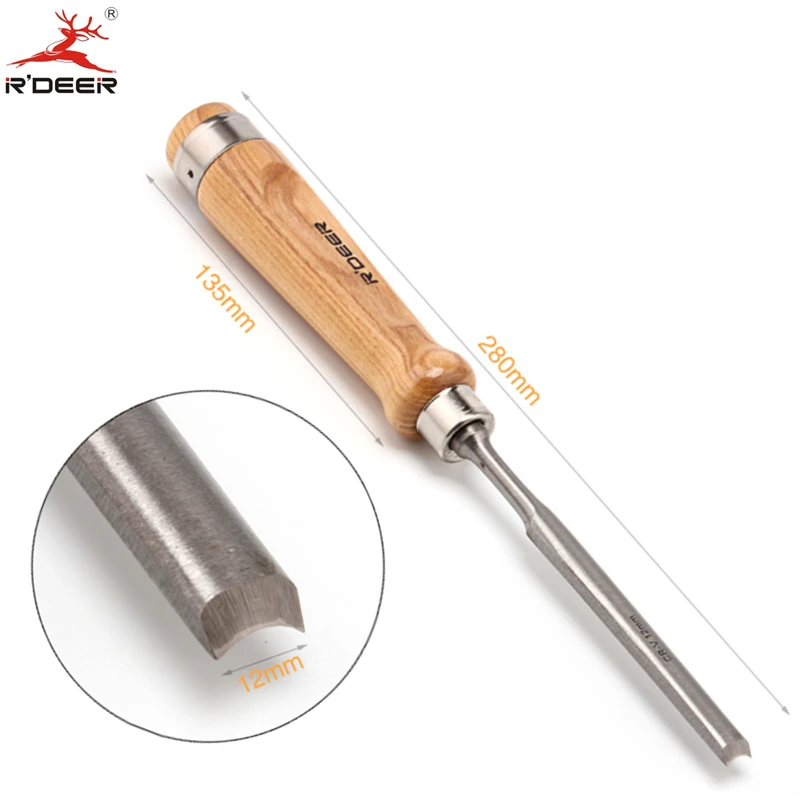 Зубило для дерева 12 мм нож заточки с прямой ручкой из хром ванадия резьбы