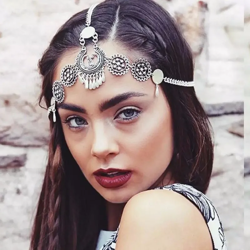 Аксессуары для волос Бохо Винтажные Украшения с кисточками серебряный ободок