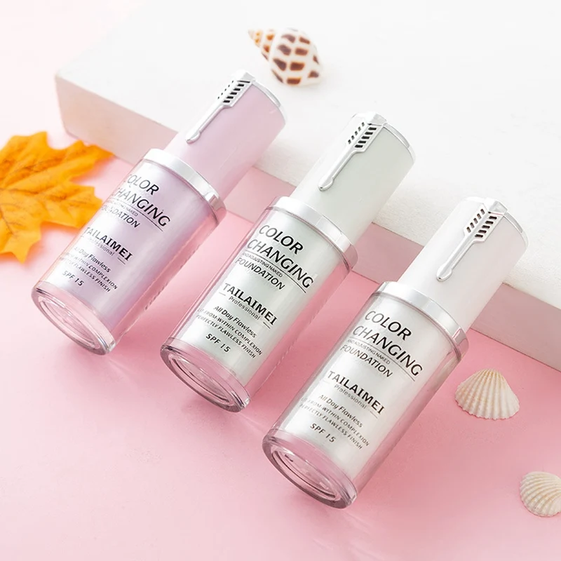 

Color Changing Foundation Moisturizing Cover Blemishes Even Skin Color Portable Liquid Foundation