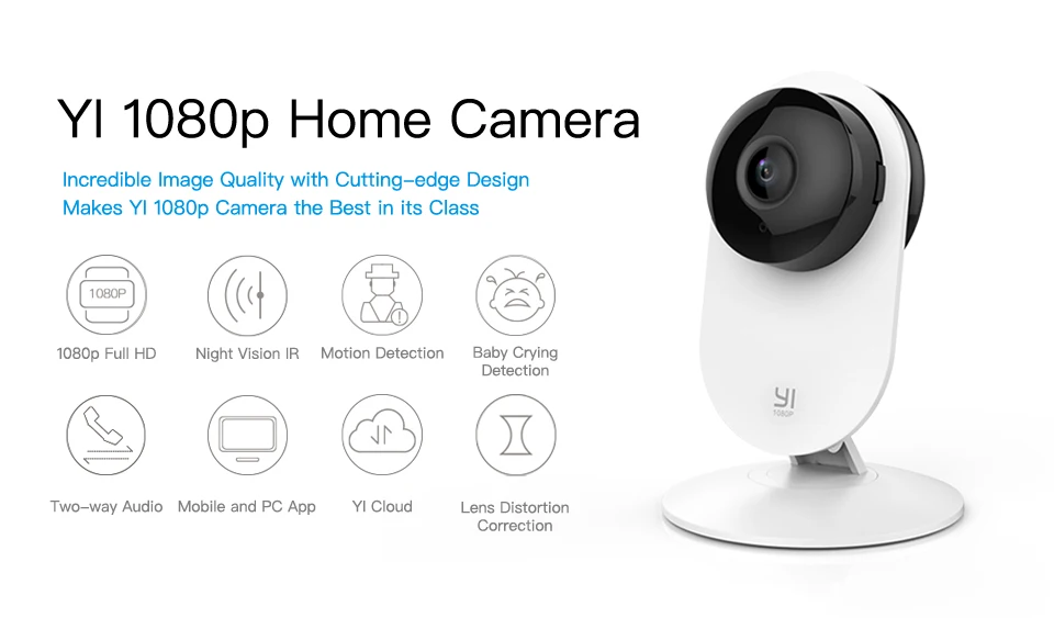 Домашняя камера YI 1080p Home Camera | Режим ночной съемки | Обнаружение движения | Двусторонняя аудиосвязь | Облачное хранилище