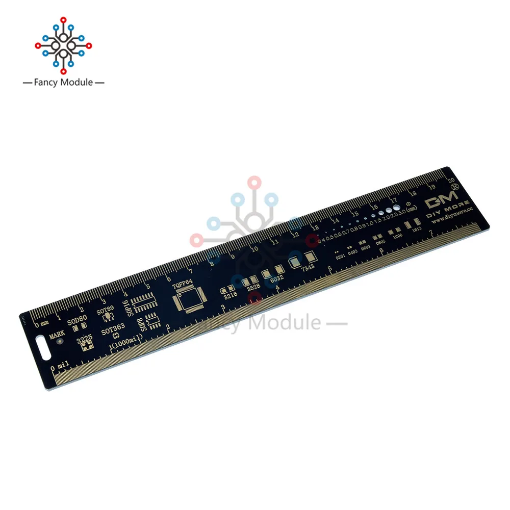 4 каблуке 15 см, 20 см, 25 см PCB линейка, измерительный инструмент Многофункциональный линейка PCB резистор микросхема конденсатора IC SMD для электроники - Цвет: 20 CM