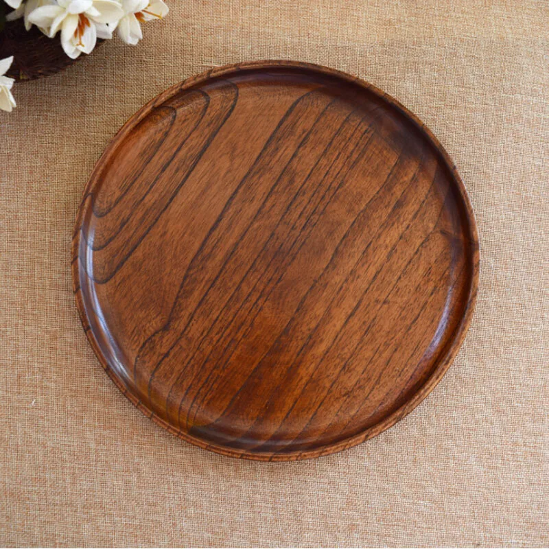 Поднос из натурального дерева ручной работы в китайском стиле диаметром 30 см |