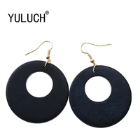 yuluch simple wood natural round pendant earrings party art for ladies woman birthday valentines day present