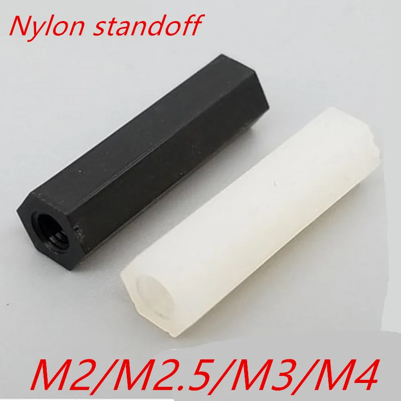 

1000PCS M2 M2.5 M3 500pcs M4 white or black Hex Nylon Standoff Spacer Column Flat Head Double Pass Nylon Plastic Spacing Screws