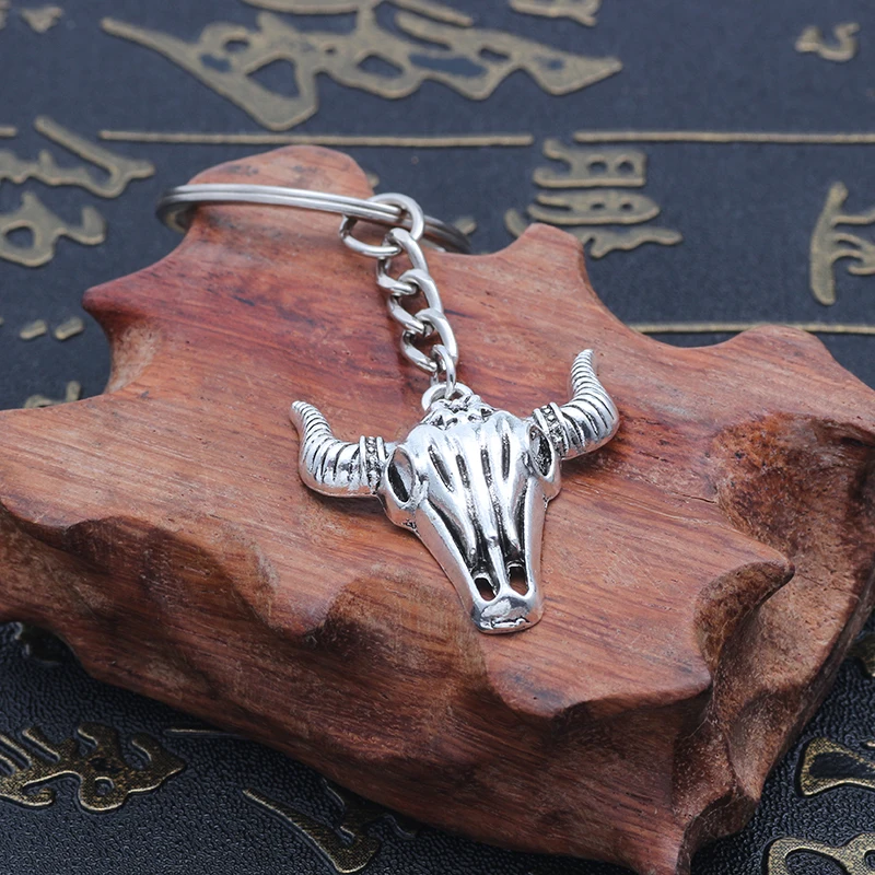 Панк Ретро головы коровы из сплава в форме животного полые кулон цепочка для