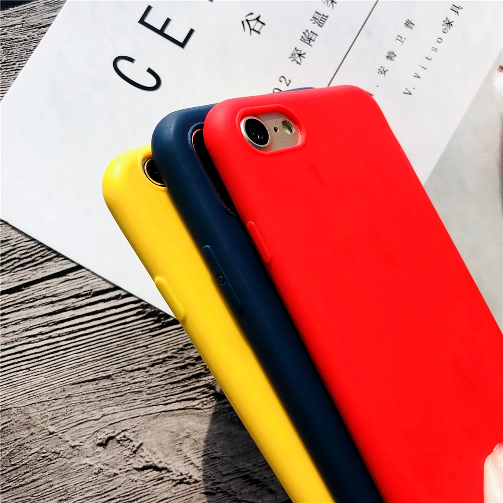 Cases For Iphone 8 Vintage Pure Color All Inclusive Soft TPU Frosted Phone Case 8Plus Cute Candy Back Cover |