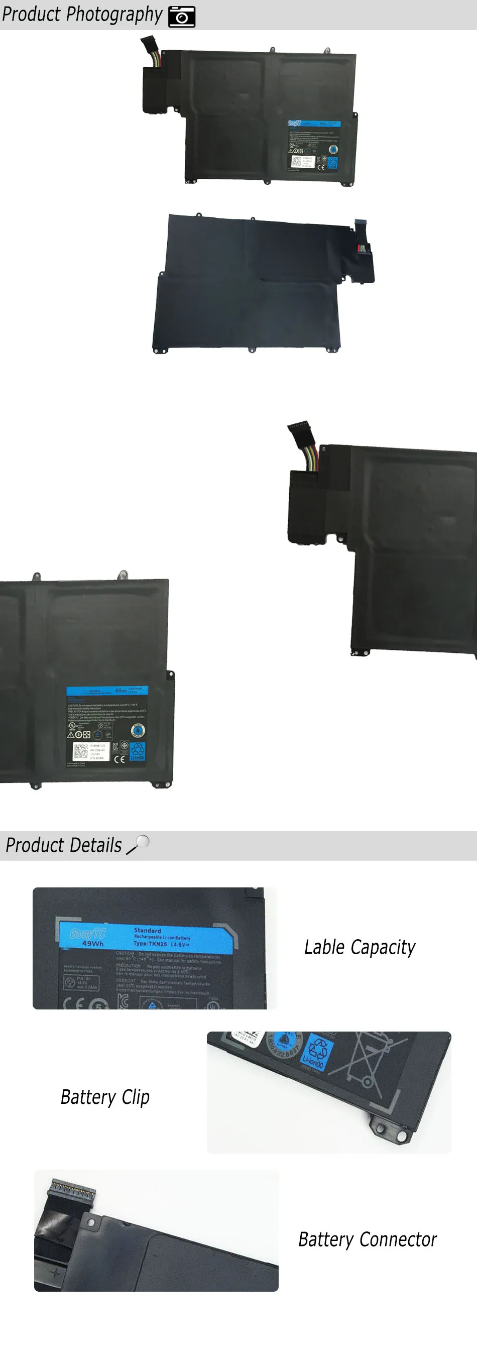 49Wh 14,8 V TKN25 0V0XTF Батарея для Dell Inspiron 13z 5323 13," Vostro 3360 RU485 RU485 TRDF3 V0XTF натуральная Тетрадь
