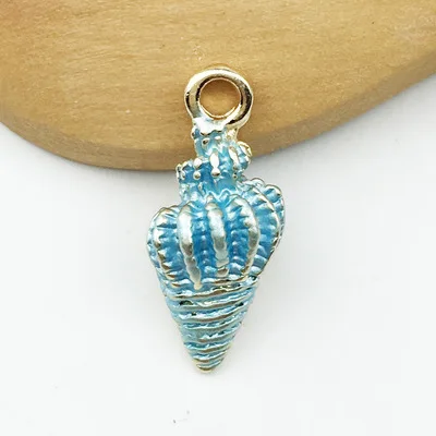 bule conch 10 шт., морские эмалированные подвески в виде раковины, металлические цветные Подвески в виде морской звезды, подвески с маслом, DIY Браслеты, аксессуары, серьги, MakingYZ034 - Окраска металла: bule conch