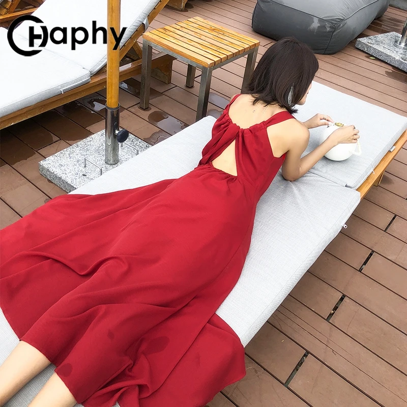 Богемное платье с открытой спиной на шнуровке 2019 сексуальные спагетти ремень