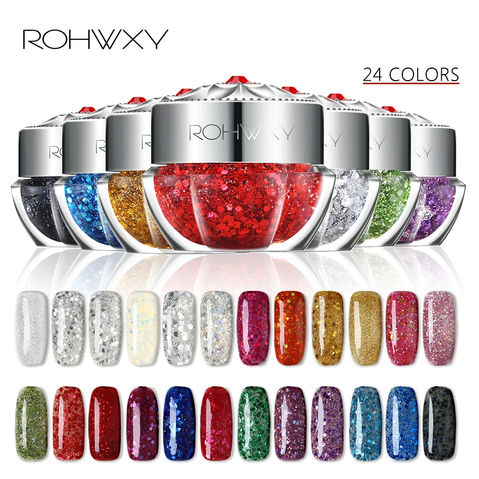 ROHWXY 10 мл 24 цвета Полупостоянный УФ гель для ногтей Лаки глянцевый лак