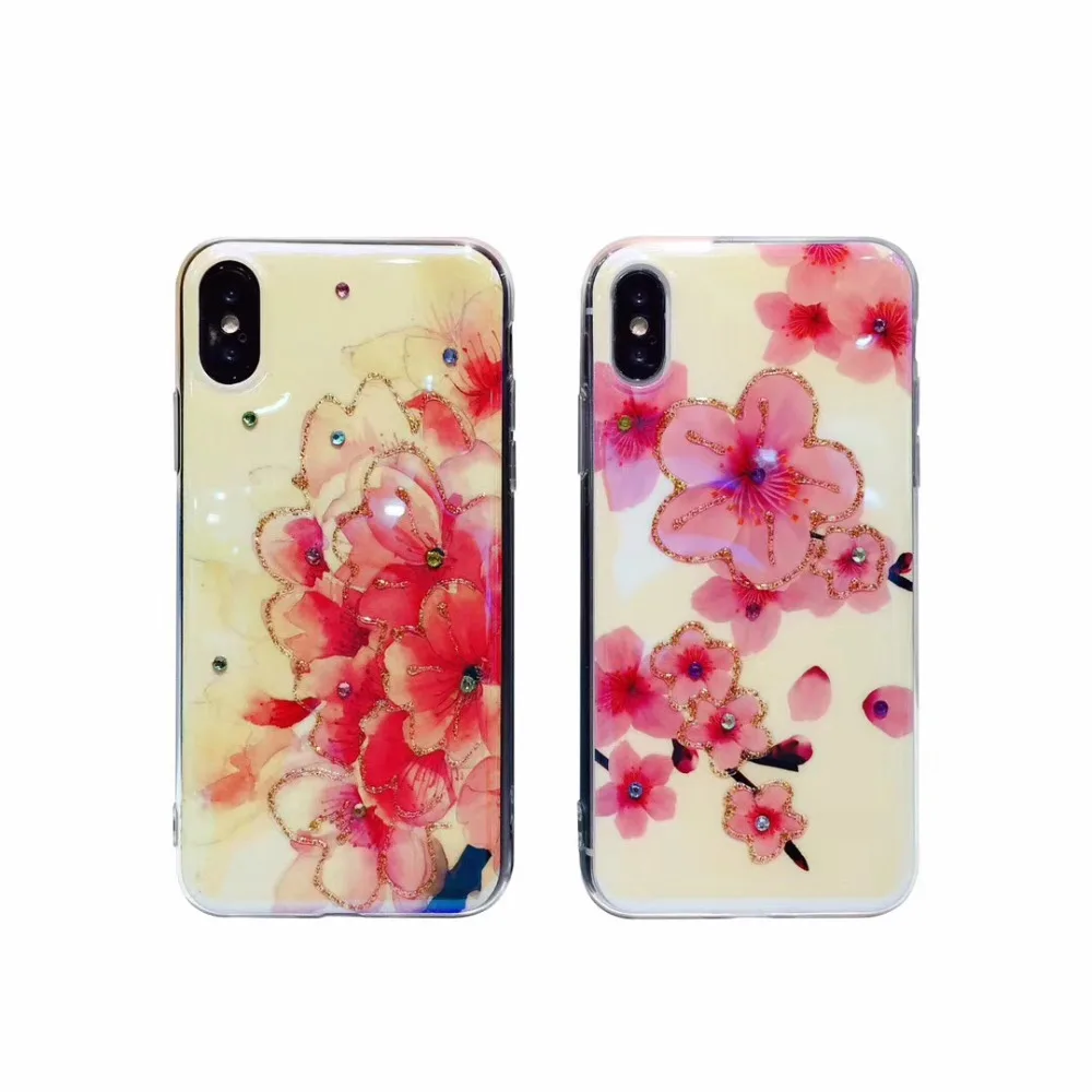 ZMASI Стразы Florals телефона чехол для iPhone X 7 8 мягкий эпоксидной телефон оболочки 6 6s