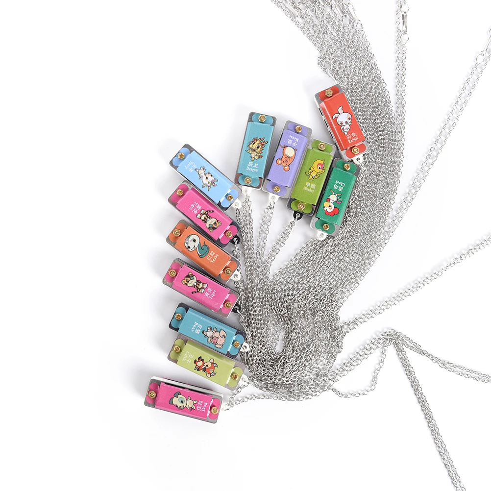 1pc Plastic + Metal Mini Durable Harmonica 4 Hole Tone Necklace random color | Спорт и развлечения