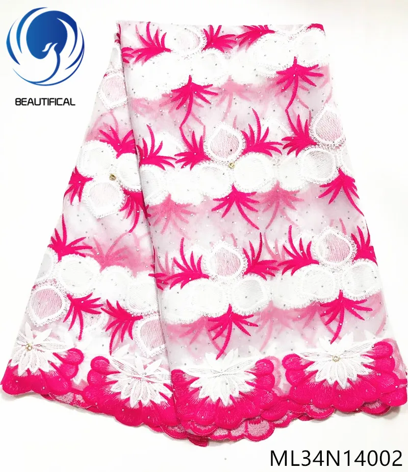 

Красивая нигерийская кружевная ткань, вышивка бусинами, сетчатая кружевная ткань с камнями, 5 ярдов, новейший стиль, французское Тюлевое кру...