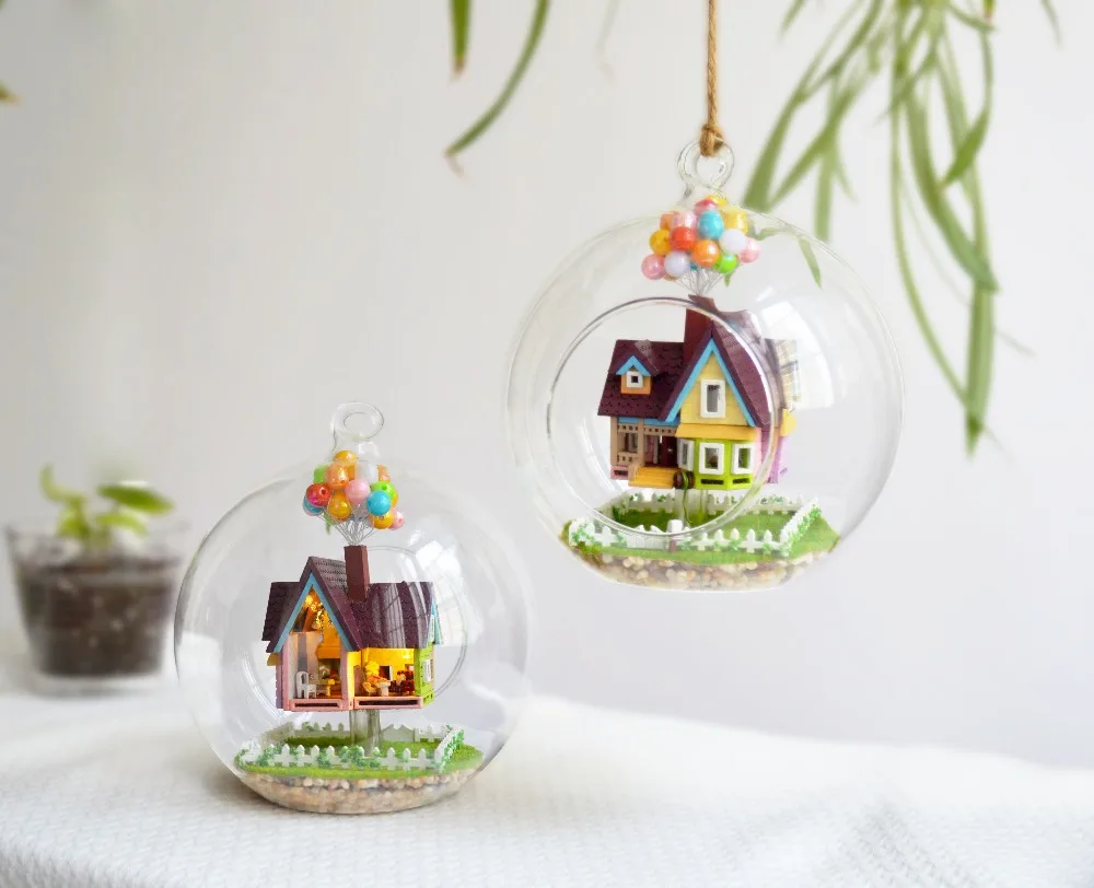 Кукольный дом DIY Стекло мяч Куклы houseswooden ручной работы миниатюрный кукольный домик Игрушки для девочек подарок на день рождения Летающий cabin Destiny B006