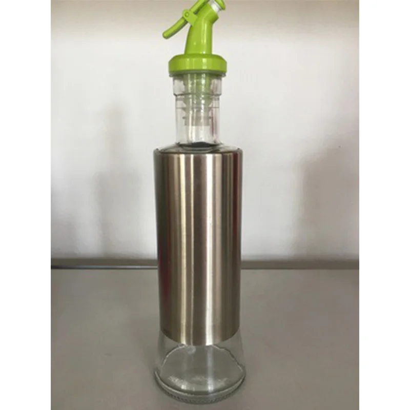Green YIBO 300 мл бутылка для масла из нержавеющей стали, бытовые кухонные инструменты, герметичный масляный горшок, соевый соус, уксус, емкость для хранения - Цвет: Green
