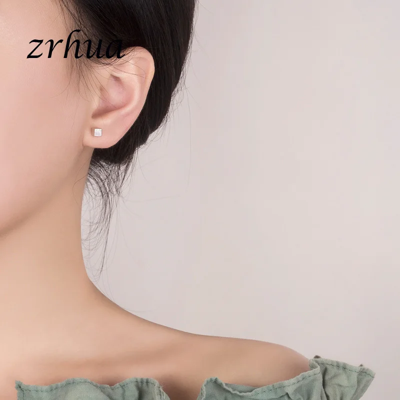 ZRHUA, новинка 925, серебряные милые элегантные серьги-гвоздики для женщин и девушек, маленькие подарки, горячая Распродажа, 925, ювелирное изделие с штампом, женские серьги для вечеринки