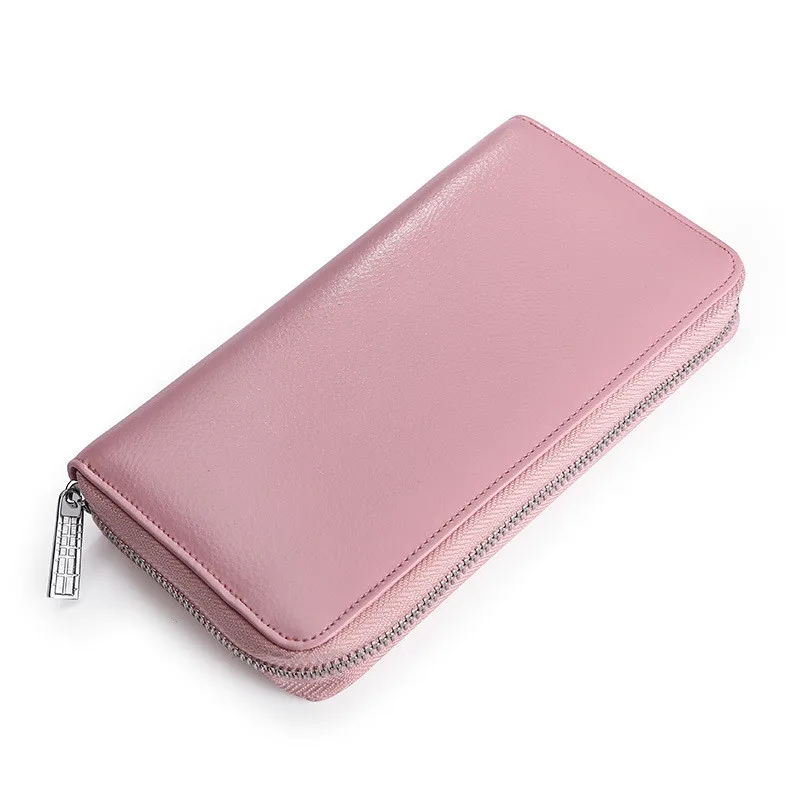Pink Кожаная сумка RFID анти-магнитная карта рукав многофункциональный воловья мульти-карта расположение паспорта держатель для Европа и Америка - Цвет: Pink