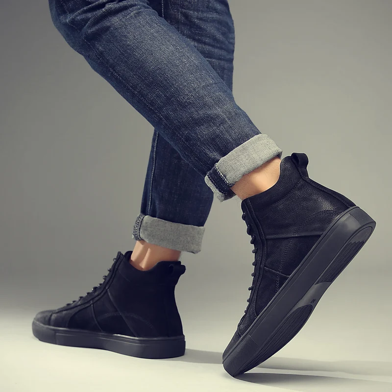 

CLAX Mens Leather Boots Genuine Leather Autumn Fashion Casual Shoe Male Ankle Boot chaussure homme plus size