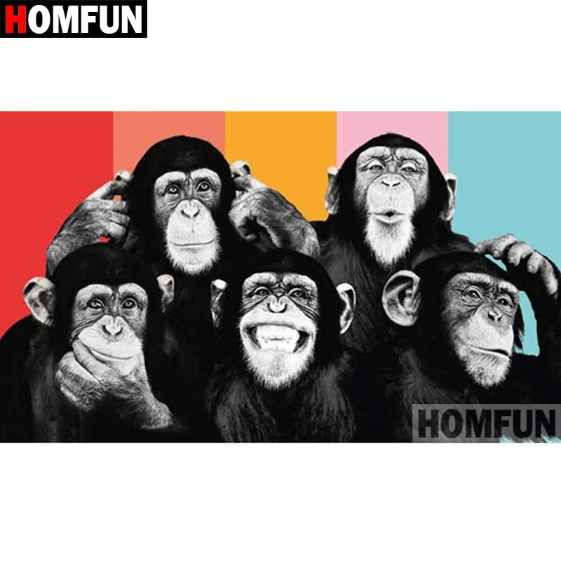 Алмазная живопись HOMFUN Обезьяна картина из квадратных/круглых страз сделай сам