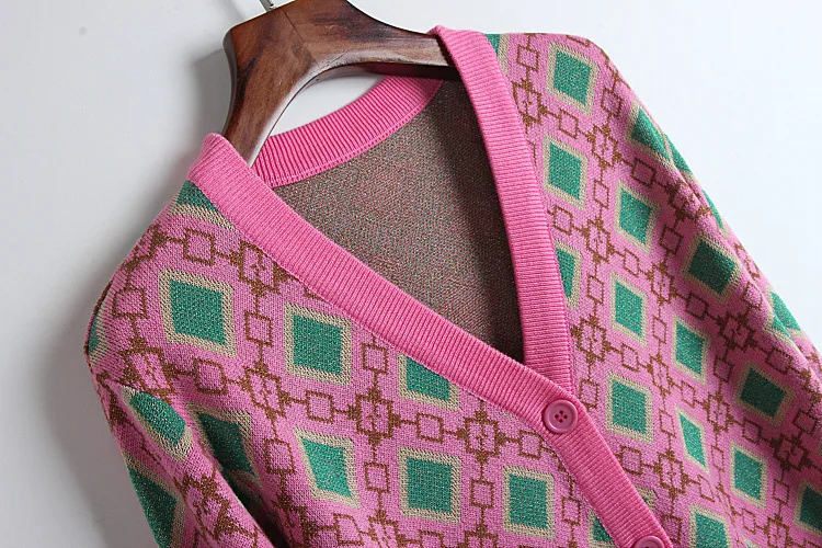 Подиумный кардиган с геометрическим принтом для женщин новинка 2018 осенний