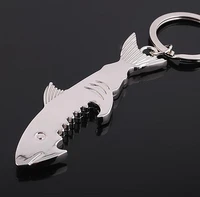 shark shaped bottle opener keychain shaped zinc alloy silver color key ring beer bottle opener unique creative gift