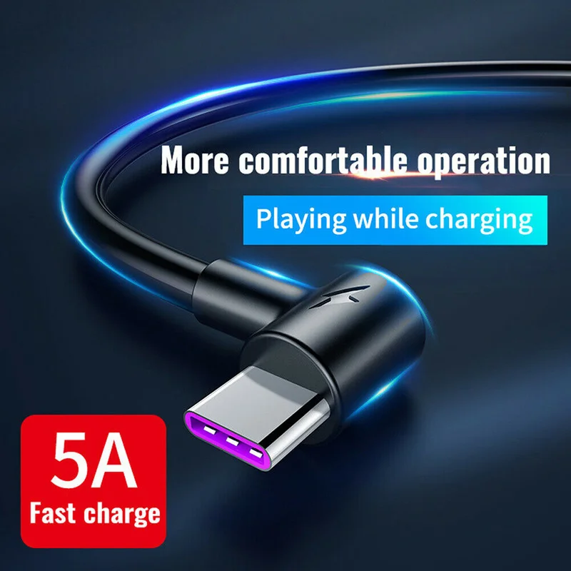 Кабель Usb Type C для быстрой зарядки 90 градусов 5 А кабель передачи данных зарядный