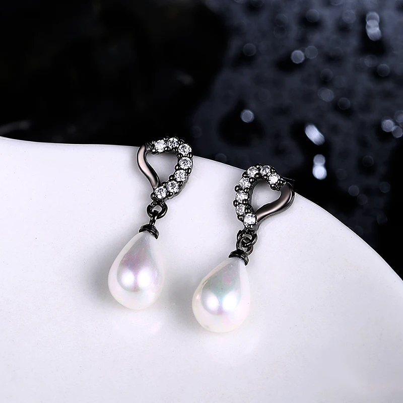 Модные серьги-гвоздики из искусственного жемчуга черного золота для женщин с