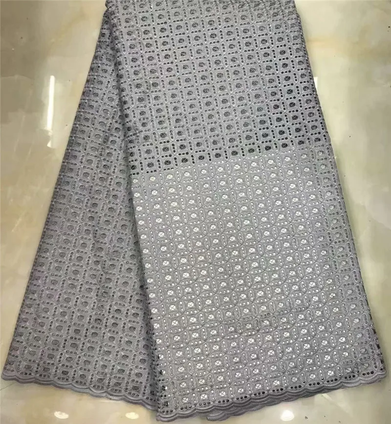Высококачественная африканская Мужская кружевная ткань серого цвета из
