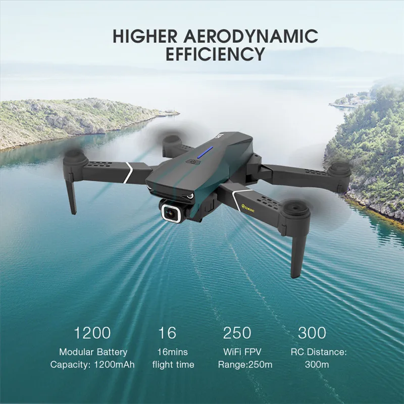 Квадрокоптер Радиоуправляемый E520S GPS Wi-Fi FPV 4K/1080P HD широкий угол обзора 16 минут