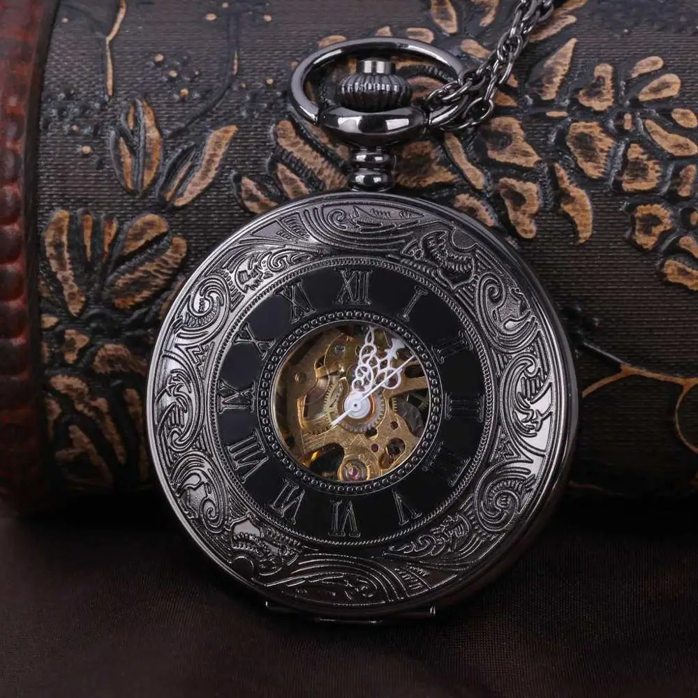 blackroman numerals Механические карманные часы серии разнообразные Механические карманные часы разнообразие стилей доступны - Цвет: blackroman numerals