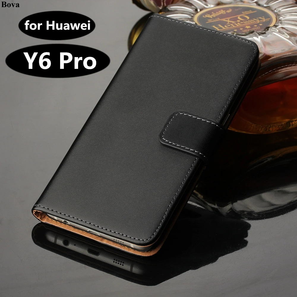 Чехол книжка из искусственной кожи для Huawei Y6 Pro с отделениями карт|case for huawei y6|flip