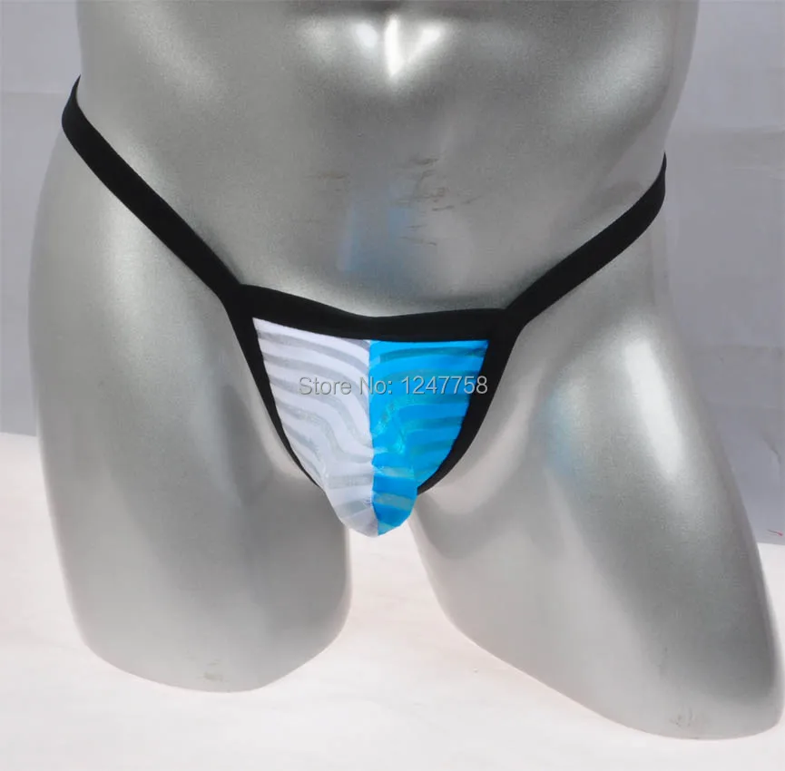 Для мужчин в полоску Mesh T-Back повышение дуга Чехол стринги бандаж гей г строка Джок