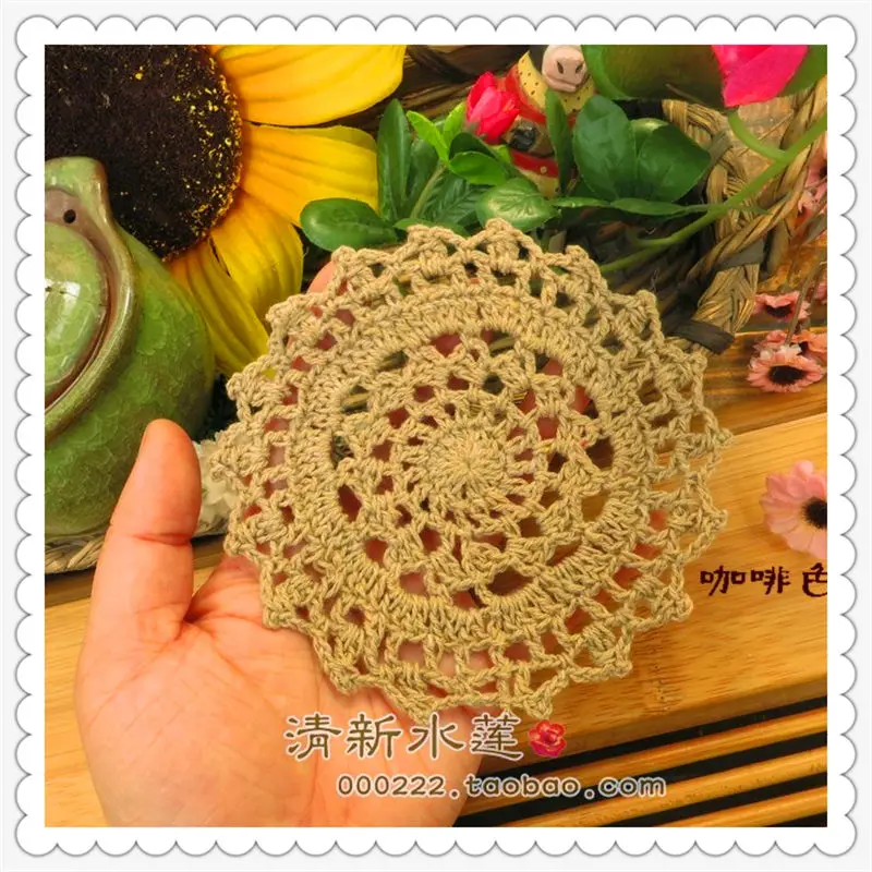 Coffee Новая ткань вязаная крючком doilies столовая посуда для украшения дома фетр 30 рис/Лот 11 см круглый коврик держатель чайной чашки - Цвет: Coffee