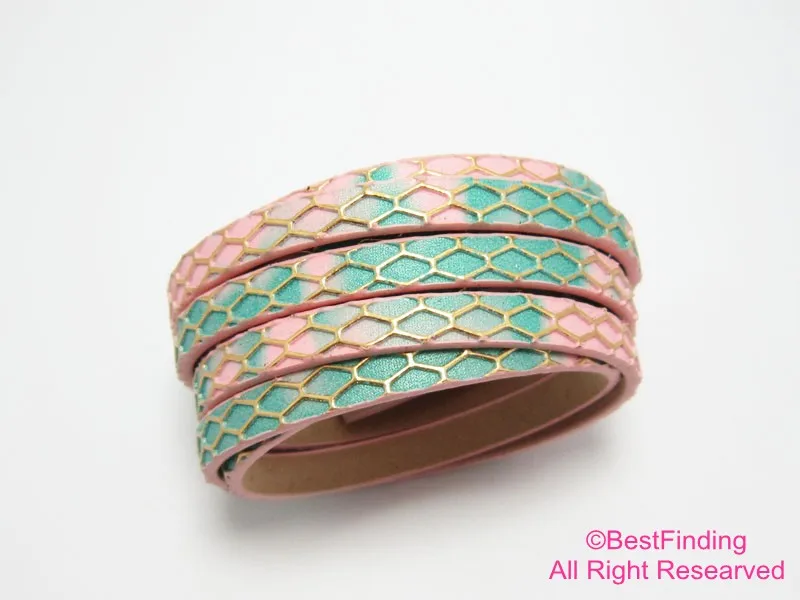 

5mm Rhombus cover Pink girl leather strip 5mm leather cord S5041